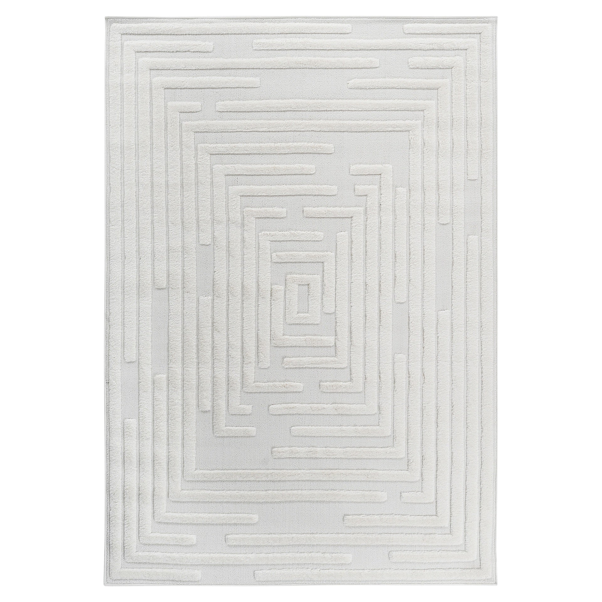Step Collection High-Low Striped Cream Indoor Area Rug, 2'x3', Modern, Contemporary, Geometric, Bohemian, Bedroom, Kitchen, Living Room, Doormat, Non Shedding Carpet