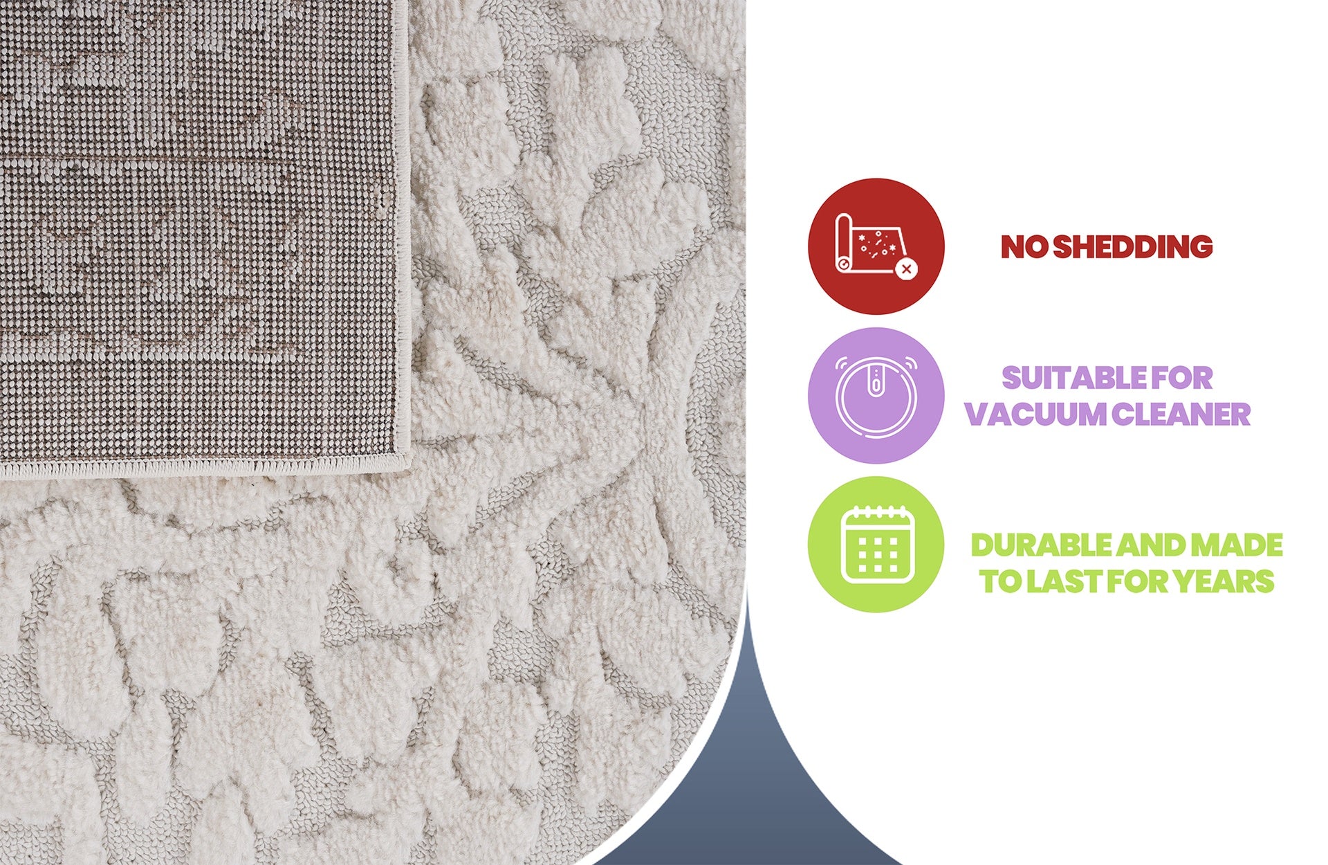 Step Collection High-Low Medallion Cream/Cream Indoor Area Rug, 2'x3', Modern, Contemporary, Geometric, Bohemian, Bedroom, Kitchen, Living Room, Doormat, Non Shedding Carpet