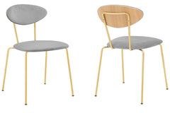 Savara Modern Gray Velvet and Gold Metal Leg Dining Room Chairs - Set of 2