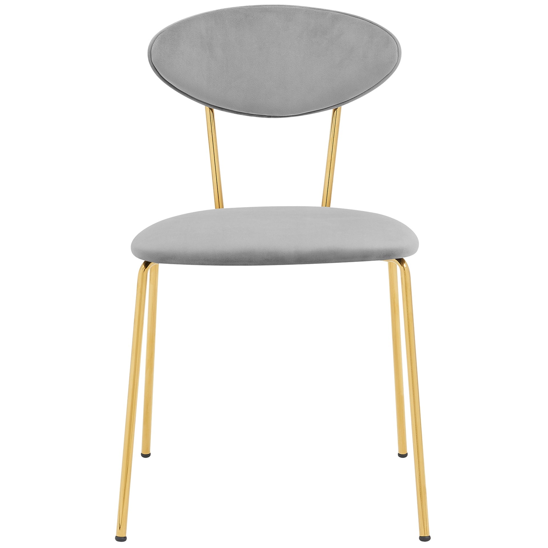 Savara Modern Gray Velvet and Gold Metal Leg Dining Room Chairs - Set of 2