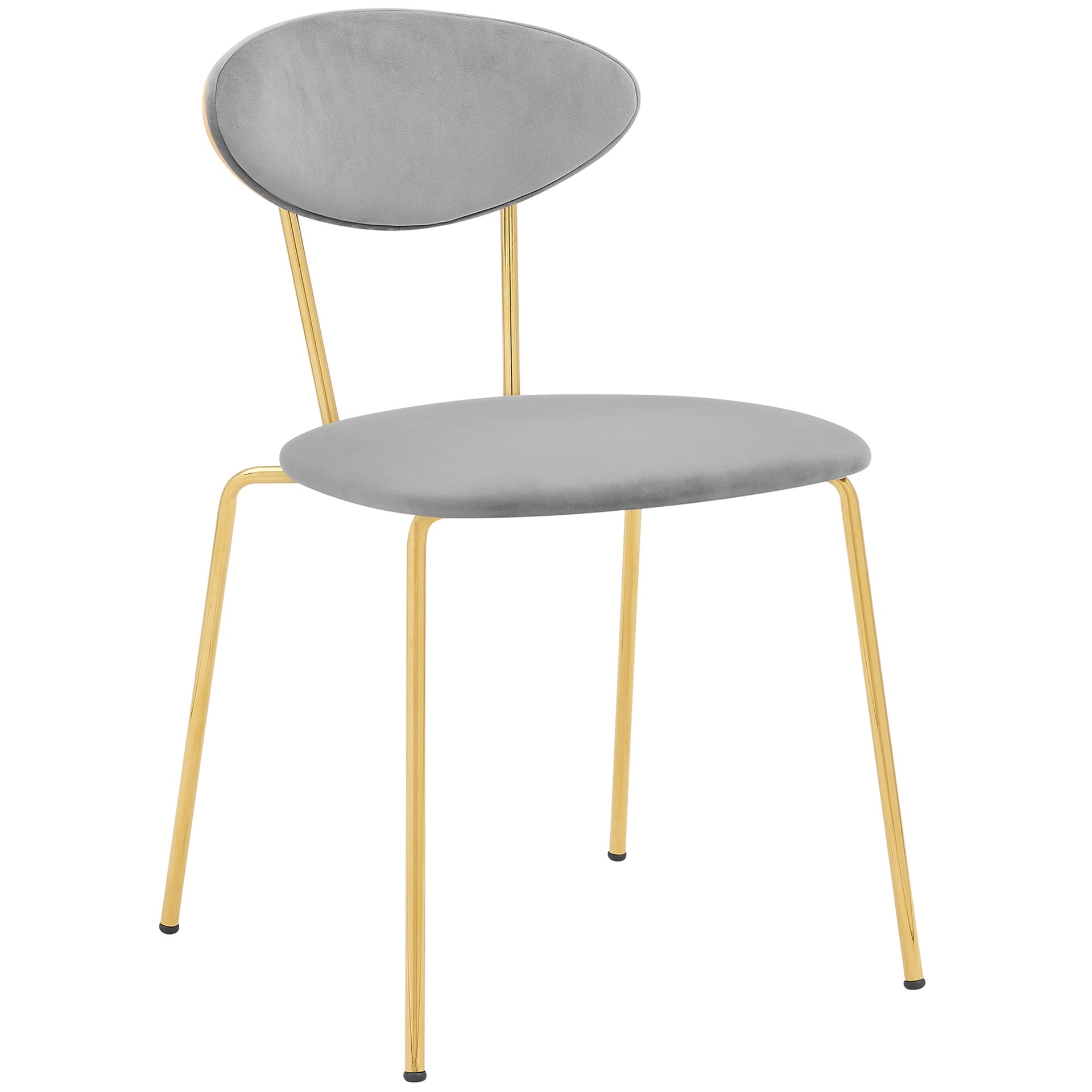 Savara Modern Gray Velvet and Gold Metal Leg Dining Room Chairs - Set of 2