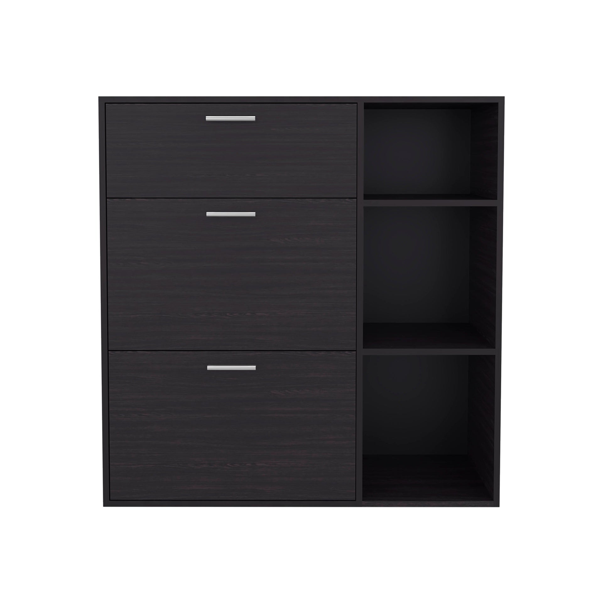 Wenge 1-Drawer Shoe Storage Cabinet with 2 Tilt-Out Drawers