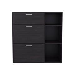 Wenge 1-Drawer Shoe Storage Cabinet with 2 Tilt-Out Drawers
