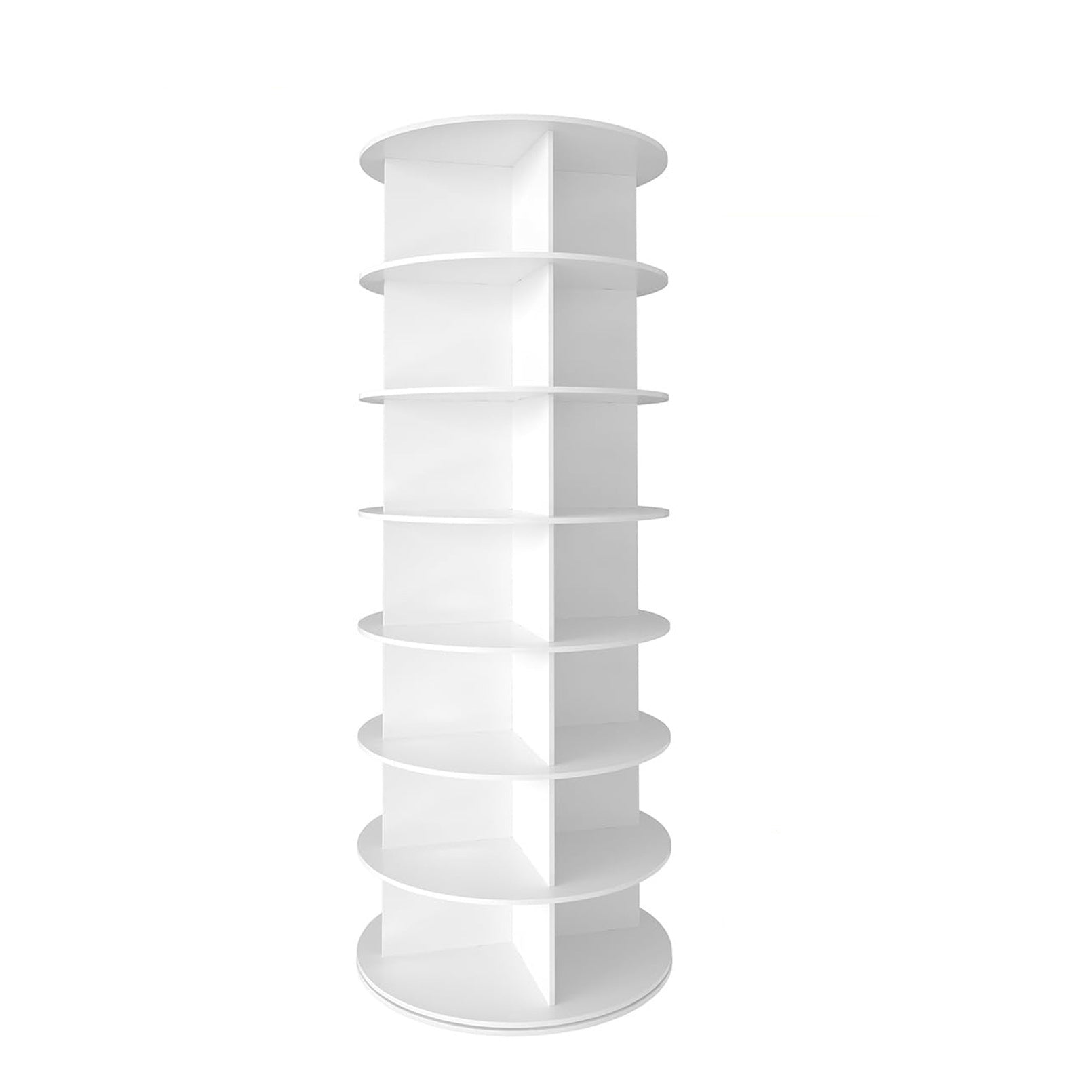7 Tier Rotating Shoe Rack Tower, Spinning Shoe Display, 360 Shoe Rack Storage Round Carousel, Vertical Handbag Rotate Shoes Closet Organization (WHITE)