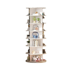 7 Tier Rotating Shoe Rack Tower, Spinning Shoe Display, 360 Shoe Rack Storage Round Carousel, Vertical Handbag Rotate Shoes Closet Organization (WHITE)