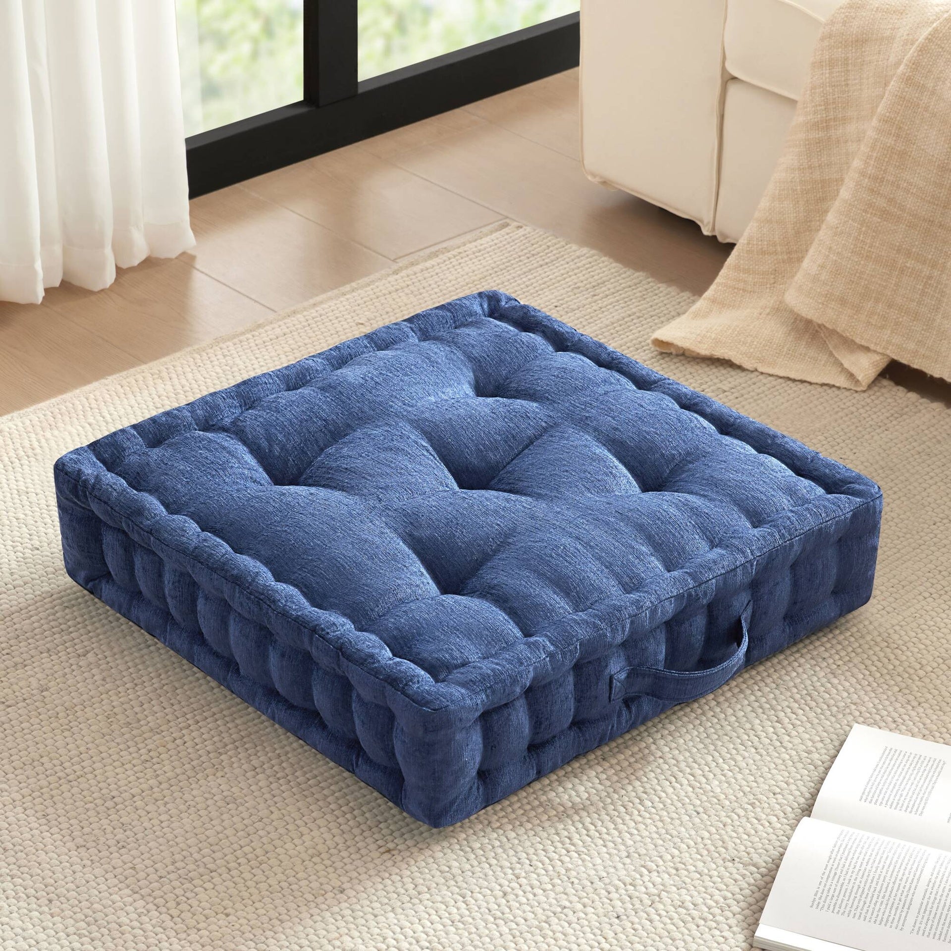 Poly Chenille Square Floor Pillow Cushion-24x24"