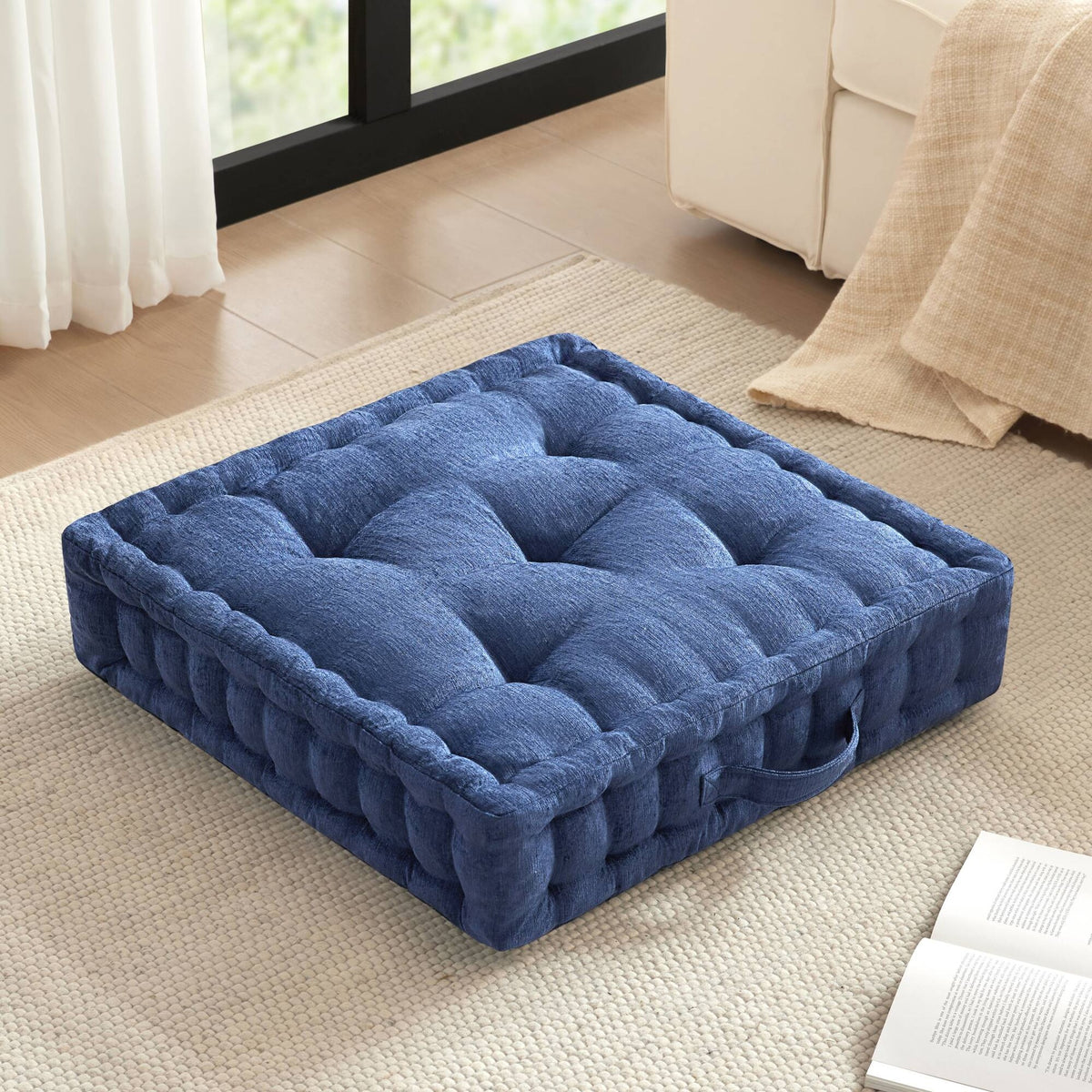 Poly Chenille Square Floor Pillow Cushion-24x24"