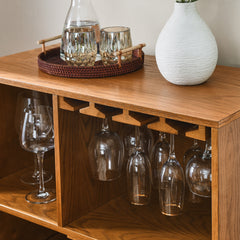 31.5" Liquor Cabinet with Wine Glass Holder & Wine Rack & Adjustable Shelf, Wine Cabinet, Kitchen Coffee Bar Cabinet, Rustic Sideboard Buffet  Cabinet with storage for Home Farmhouse Dining Room
