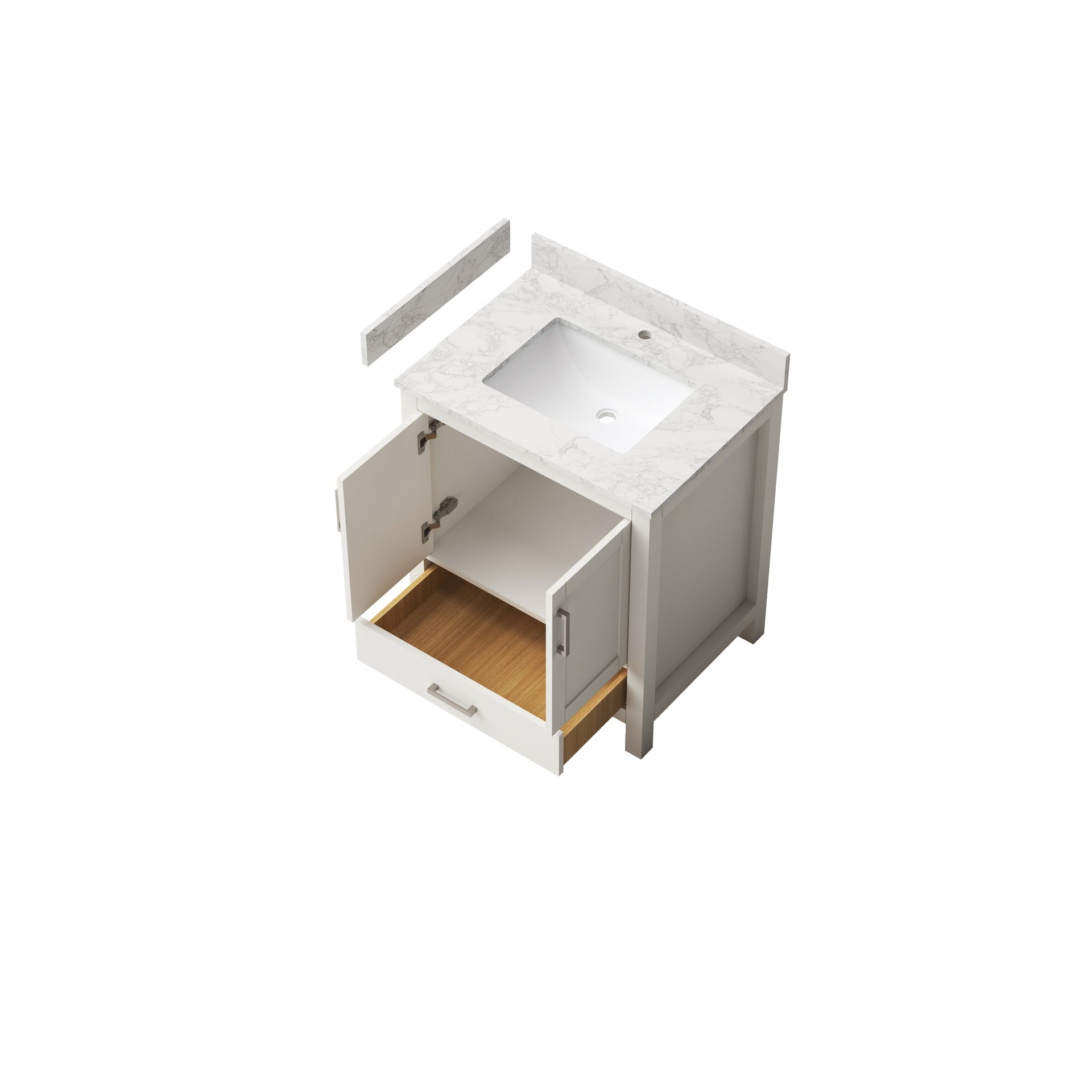 29" Bathroom Vanity with Sink, Bathroom Storage Vanity Sink Cabinet with 2 Doors ＆ 1 Drawer , Wooden Stang Alone Bathroom Cabinet with Faucet Hole(White)