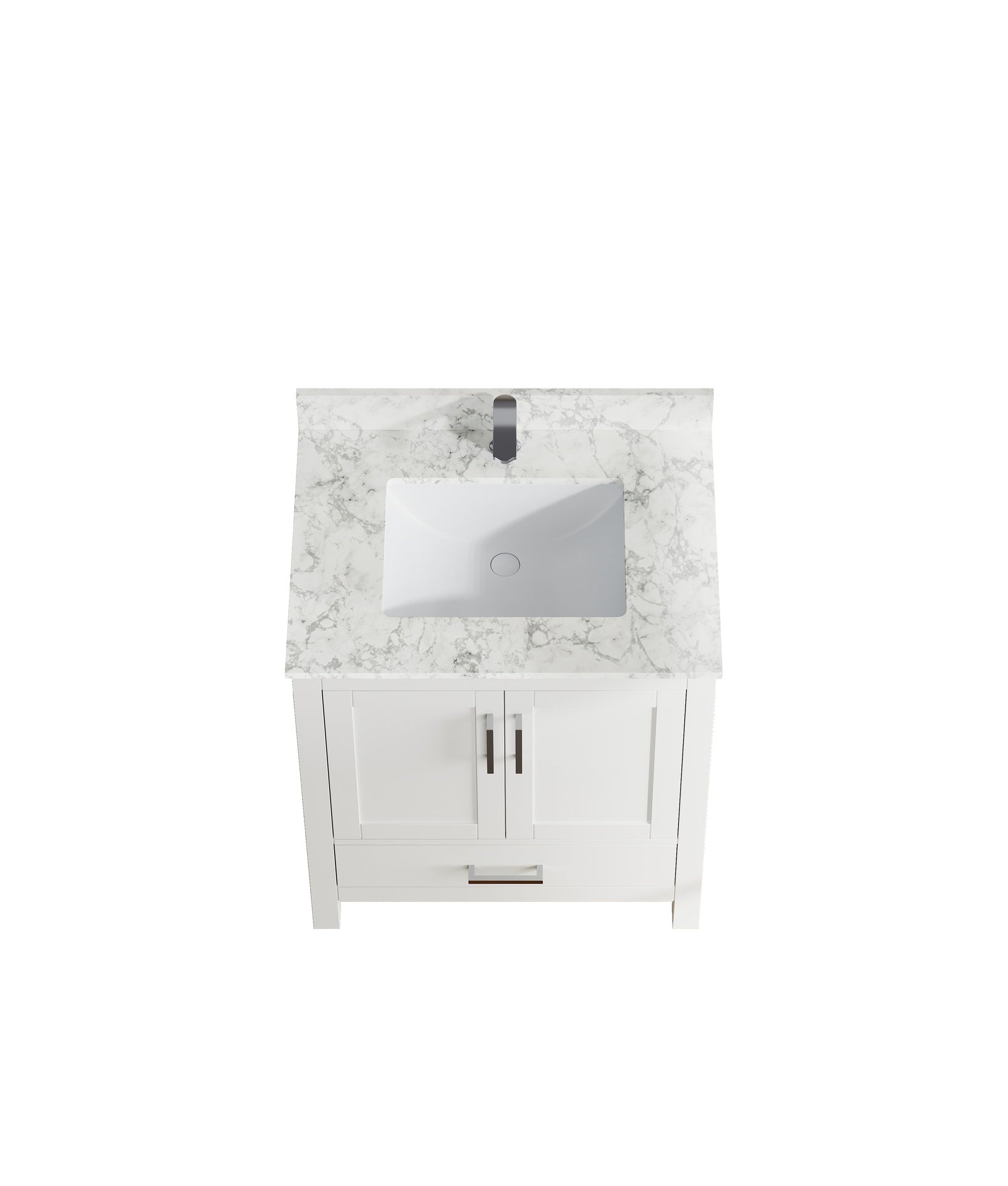 29" Bathroom Vanity with Sink, Bathroom Storage Vanity Sink Cabinet with 2 Doors ＆ 1 Drawer , Wooden Stang Alone Bathroom Cabinet with Faucet Hole(White)