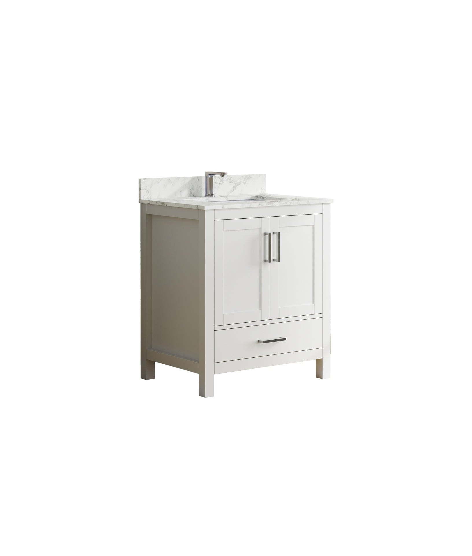 29" Bathroom Vanity with Sink, Bathroom Storage Vanity Sink Cabinet with 2 Doors ＆ 1 Drawer , Wooden Stang Alone Bathroom Cabinet with Faucet Hole(White)