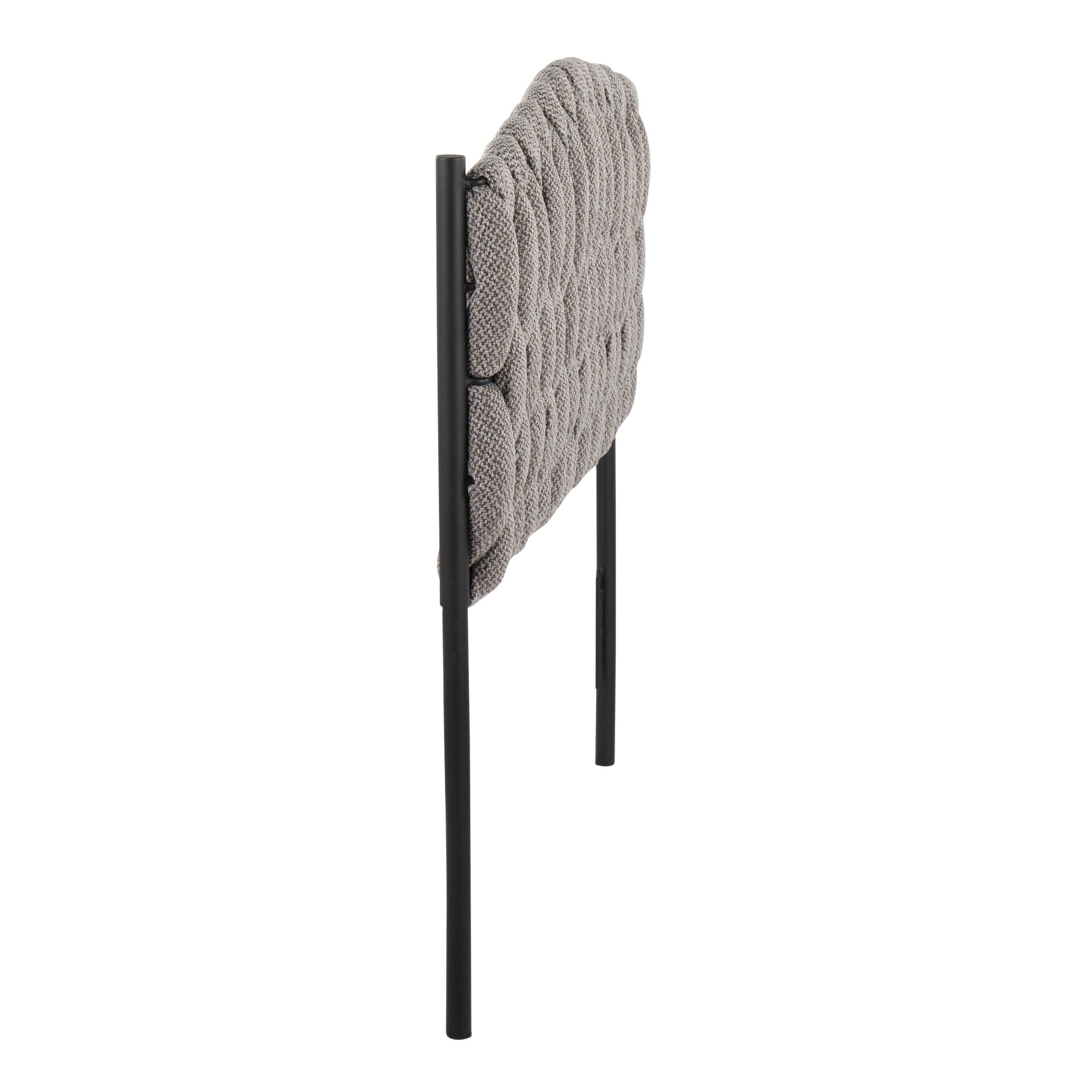 Braided Matisse Twin Size Headboard in Black Metal and Grey Fabric by LumiSource