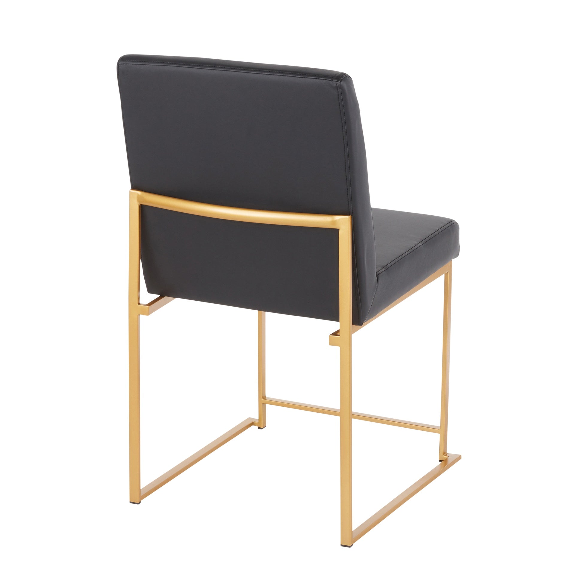 High Back Fuji Contemporary Dining Chair in Gold and Black Faux Leather by LumiSource - Set of 2