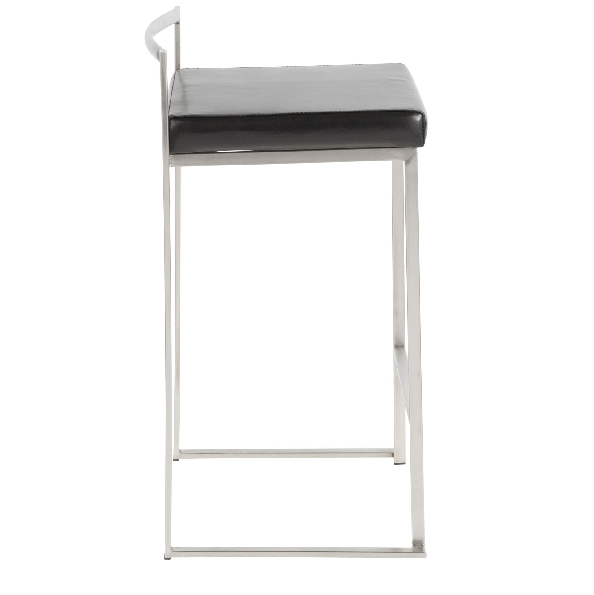 Fuji Contemporary Stackable Counter Stool in Black Faux Leather by LumiSource - Set of 2