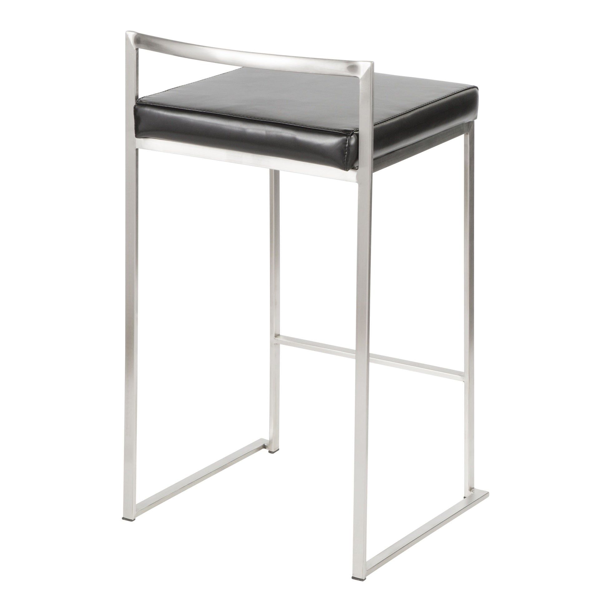 Fuji Contemporary Stackable Counter Stool in Black Faux Leather by LumiSource - Set of 2