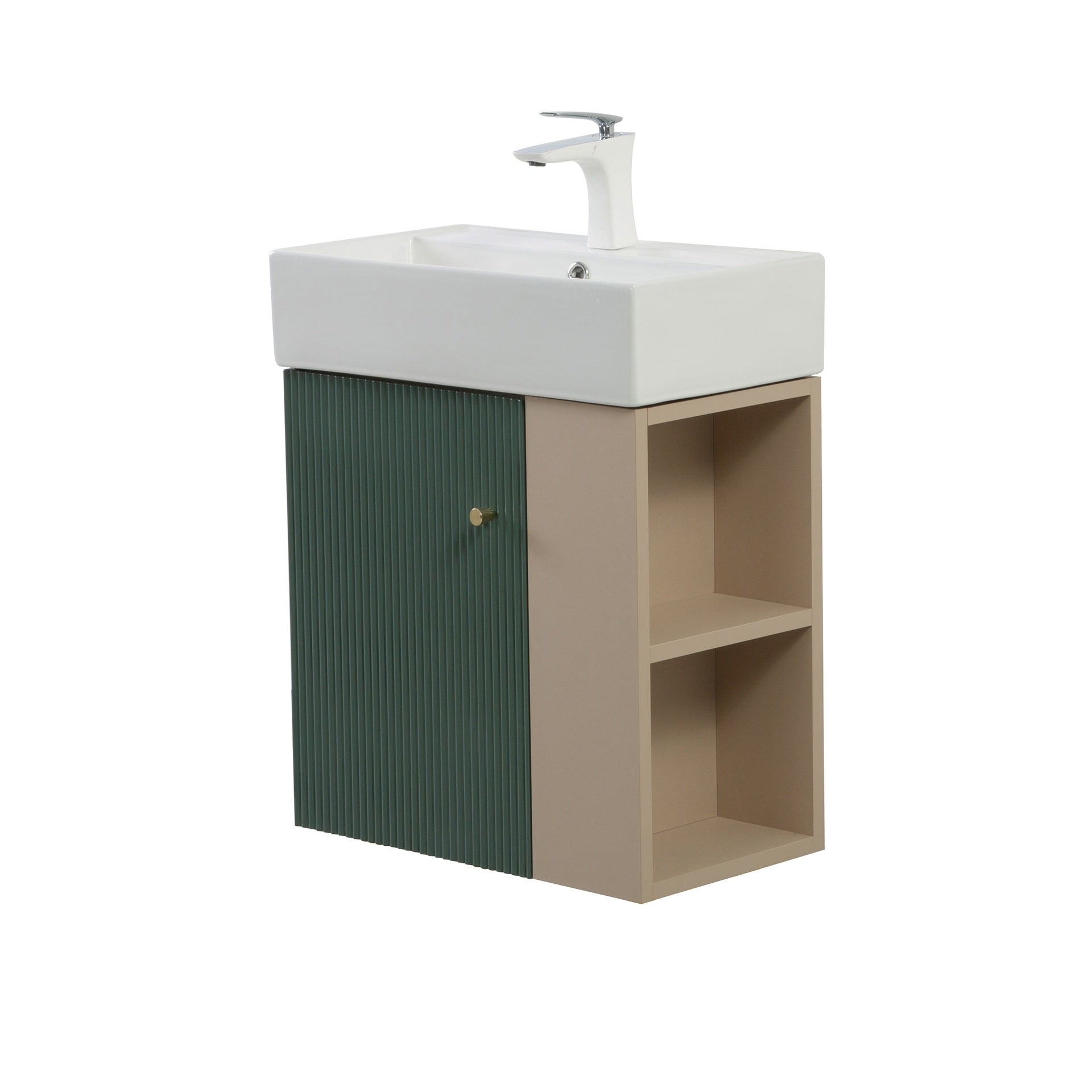 21.6" Wall-mounted Vanity Base Only, Open Shelf on the Right, Green GF-25V06-21LVR - W1573P446794
