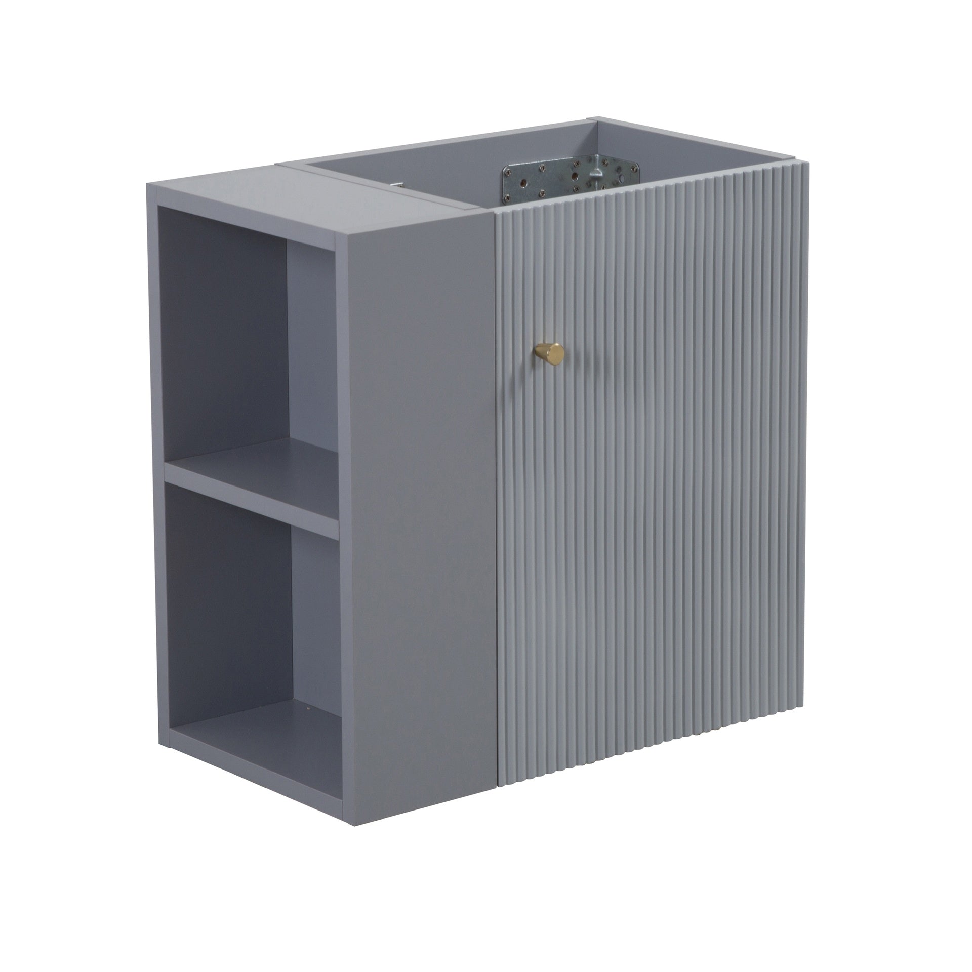 21.6" Wall-mounted Vanity Base Only, Open Shelf on the Left, Matt Grey GF-25V06-21MGL - W1573P446789