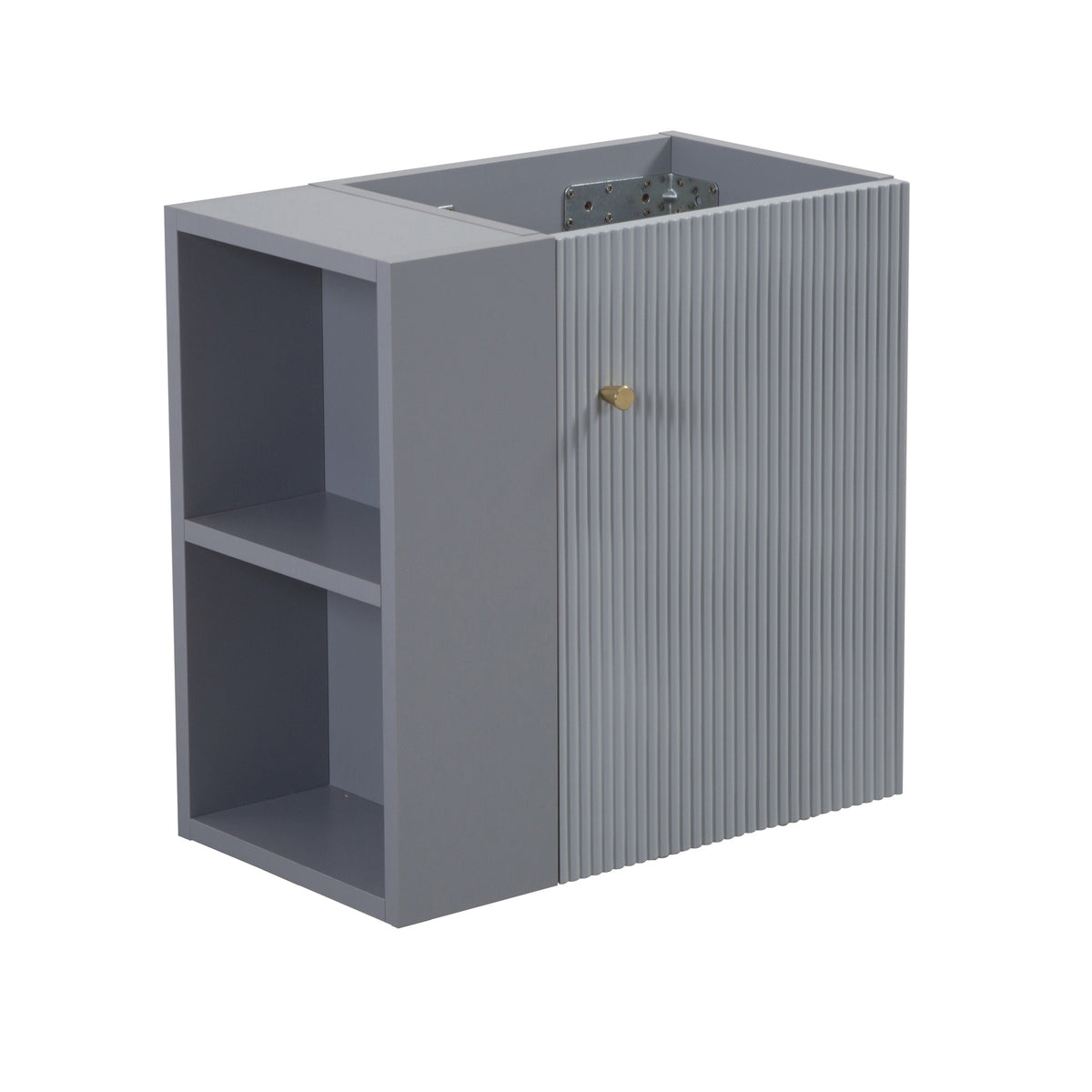 21.6" Wall-mounted Vanity Base Only, Open Shelf on the Left, Matt Grey GF-25V06-21MGL - W1573P446789