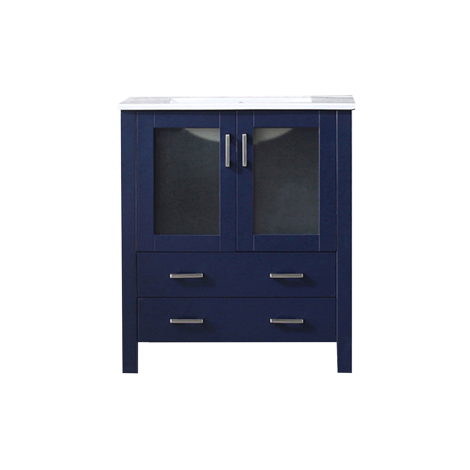 Navy Blue Bath Vanity 30 in. W x 18.25 in. D, with White Ceramic Top