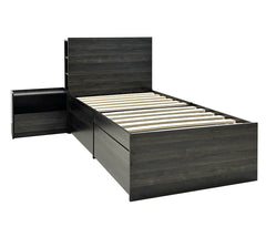 Robin Twin Storage Bed with 1 Nightstand in Dark Gray