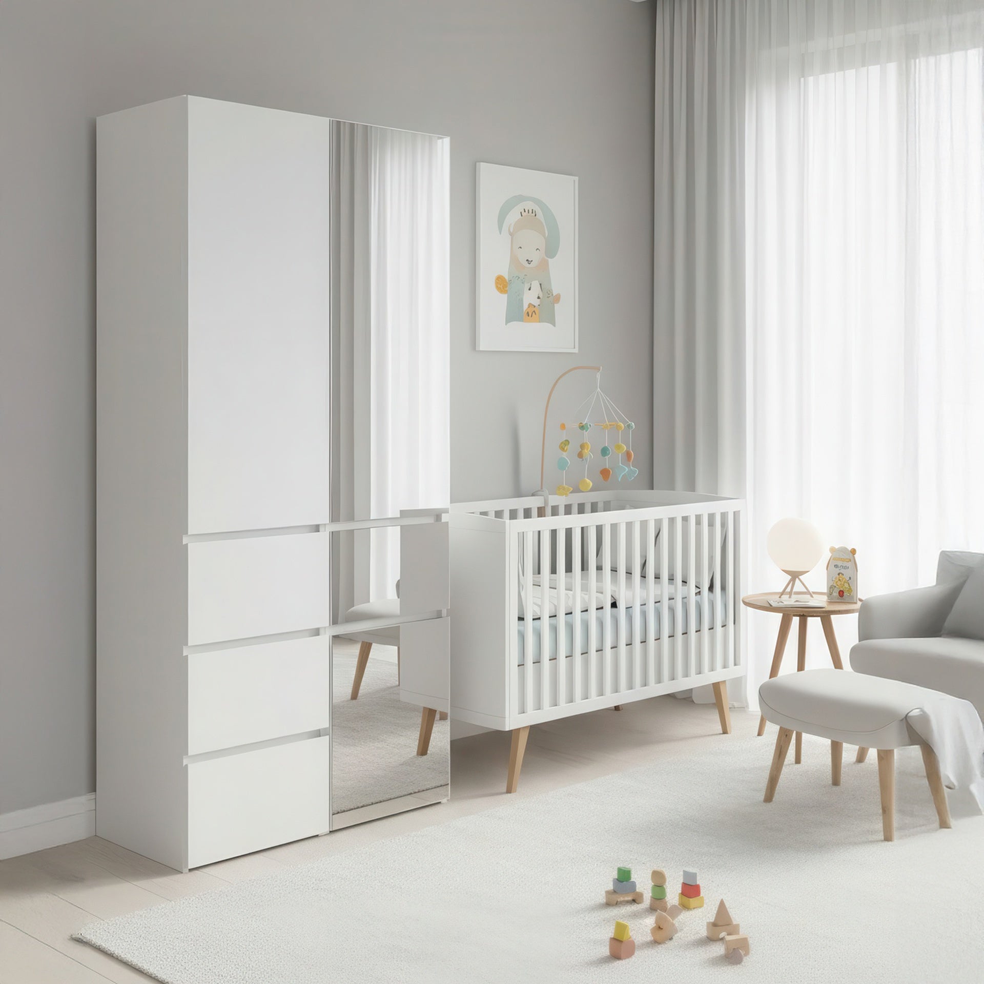 Elise Modular Wood Closet System with Mirror in White