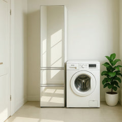 Elise Slim Modular Wood Closet Cabinet with Mirror in White