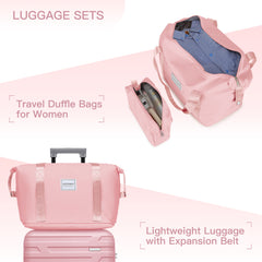 Luggage Sets 6 Piece with Duffel Bags, Hardside Expandable Suitcases with Spinner Wheels, Pink