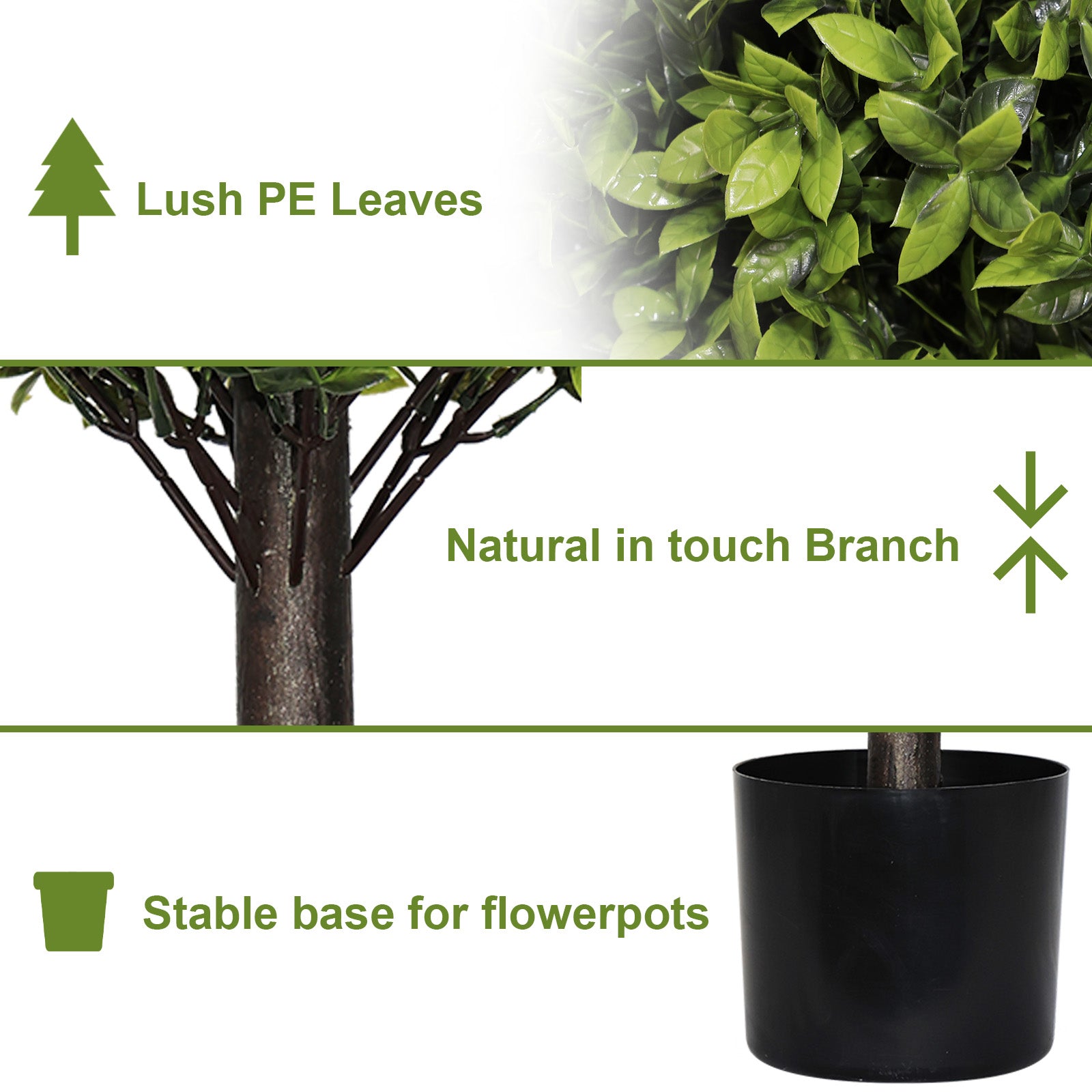 22in Artificial Boxwood Topiary Ball Trees in Pots for Indoor Outdoor Home Garden Decor 2pcs/set