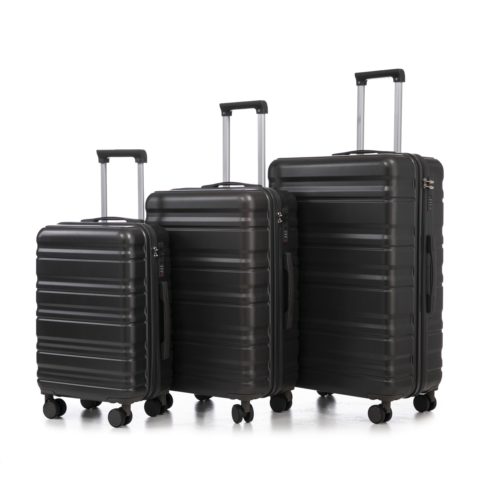 HIFINE TOURIST 20"/24"/28" 3 pcs/set in ABS Spinner Wheel Luggage, Carry on Suitcase, Matching Color, Combination Lock (Dark Gray)