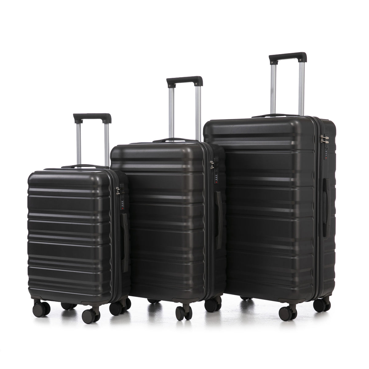 HIFINE TOURIST 20"/24"/28" 3 pcs/set in ABS Spinner Wheel Luggage, Carry on Suitcase, Matching Color, Combination Lock (Dark Gray)