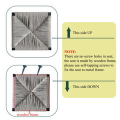 Gray Set of 2 Hand Weave Bar Stools with Back Counter Height Bar Chairs Paper Rope Woven Dining Stool for Kitchen, Home & Office (Gray)