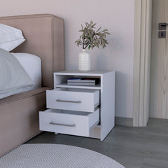 Nightstand Cartiz, Two Drawers, White Finish