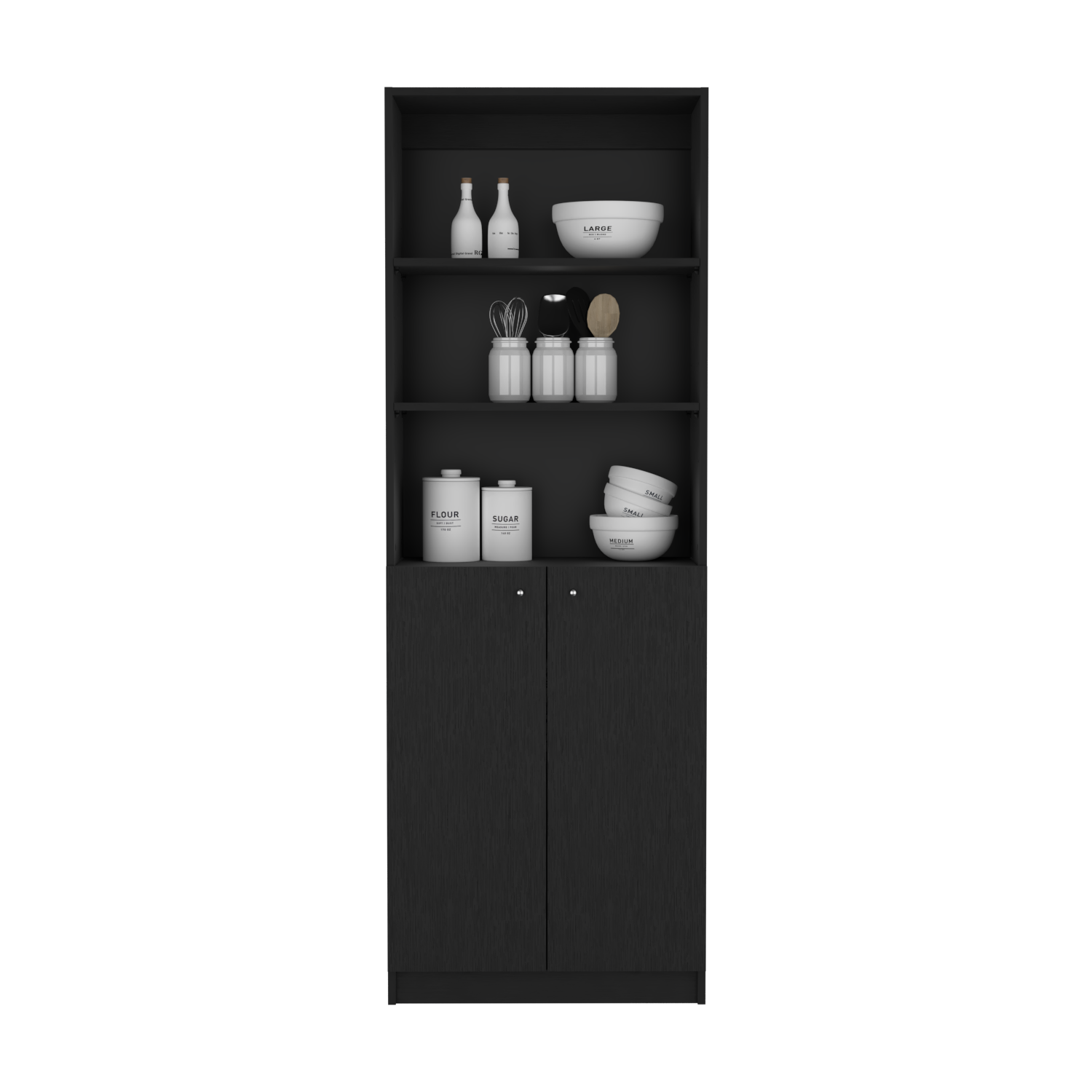Bookcase Dual-Door Benzoni, Office, Black