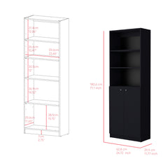 Bookcase Dual-Door Benzoni, Office, Black