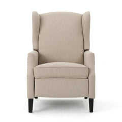 Pushback Recliner Chair, Modern Fabric Wingback Armchair with Nailhead Trim, and Wood Legs, Classic Living Room Recliner for Bedroom