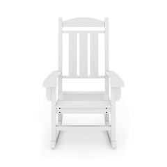White Traditional Porch Rocker – Classic HDPE Poly Lumber for Porch, Patio, and Garden Comfort