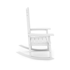 White Traditional Porch Rocker – Classic HDPE Poly Lumber for Porch, Patio, and Garden Comfort