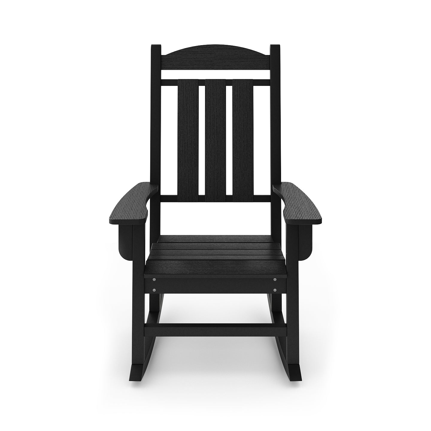 Black Traditional Porch Rocker – Classic HDPE Poly Lumber for Porch, Patio, and Garden Comfort
