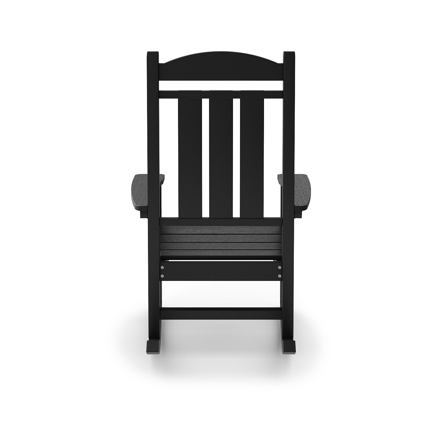 Black Traditional Porch Rocker – Classic HDPE Poly Lumber for Porch, Patio, and Garden Comfort