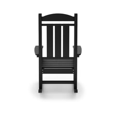Black Traditional Porch Rocker – Classic HDPE Poly Lumber for Porch, Patio, and Garden Comfort