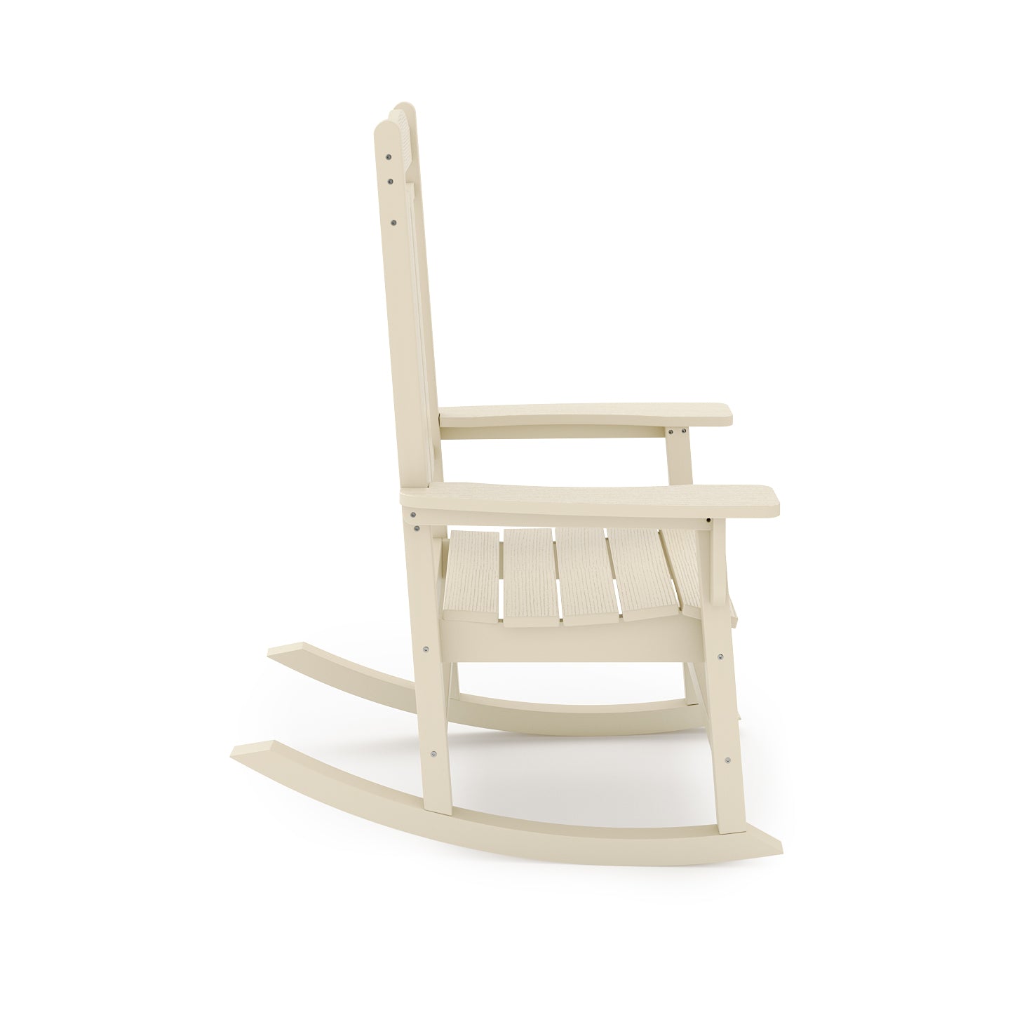 Beige Traditional Porch Rocker – Classic HDPE Poly Lumber for Porch, Patio, and Garden Comfort