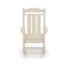 Beige Traditional Porch Rocker – Classic HDPE Poly Lumber for Porch, Patio, and Garden Comfort