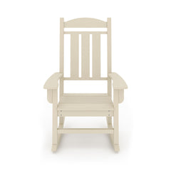 Beige Traditional Porch Rocker – Classic HDPE Poly Lumber for Porch, Patio, and Garden Comfort