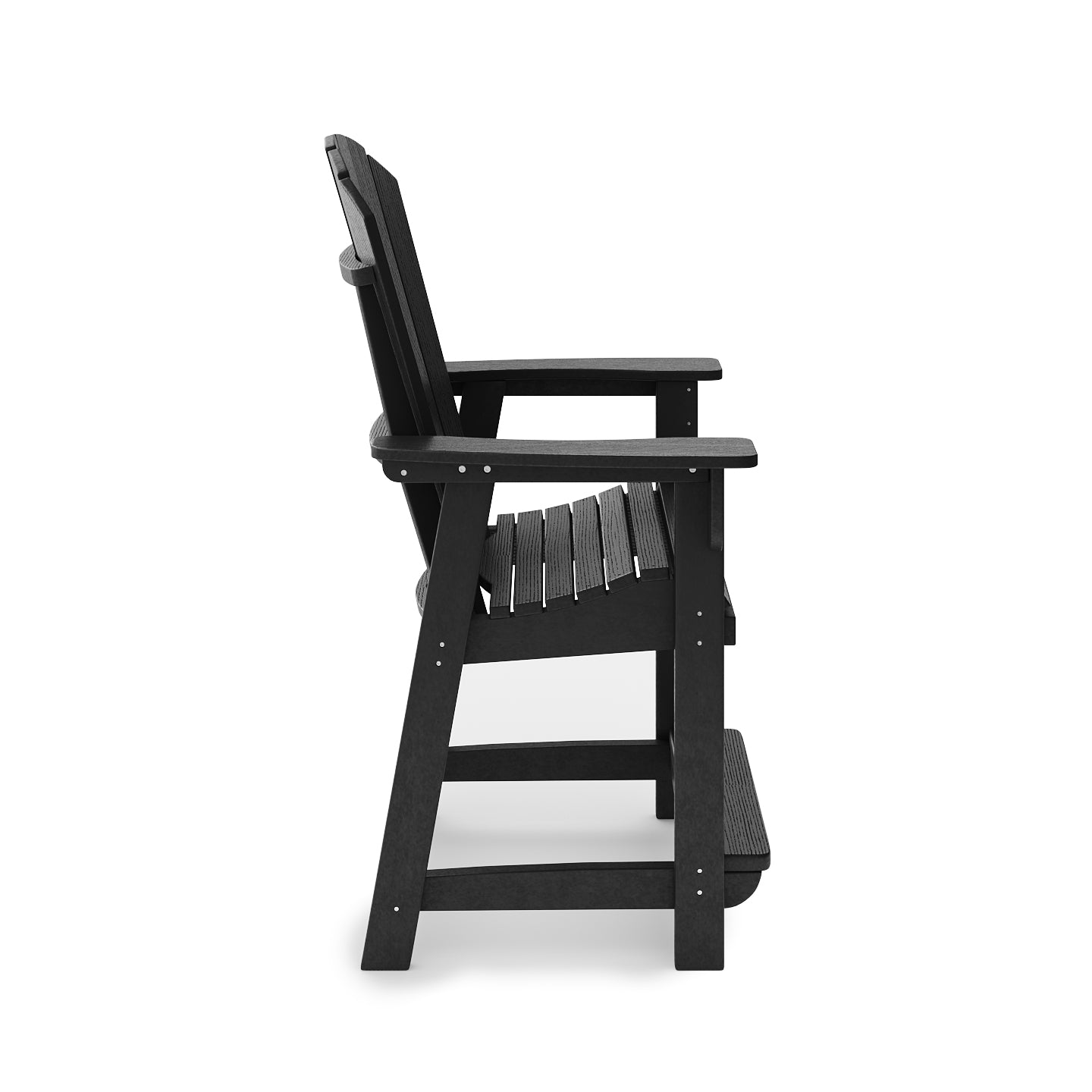 Black Adirondack Style Counter Chair – Stylish HDPE Poly Lumber for Dining, Patio, and Garden Comfort