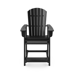 Black Adirondack Style Counter Chair – Stylish HDPE Poly Lumber for Dining, Patio, and Garden Comfort