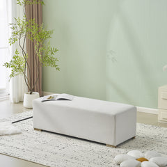 Simple White Long Ottoman, Practical Furniture for Living Room and Bedroom