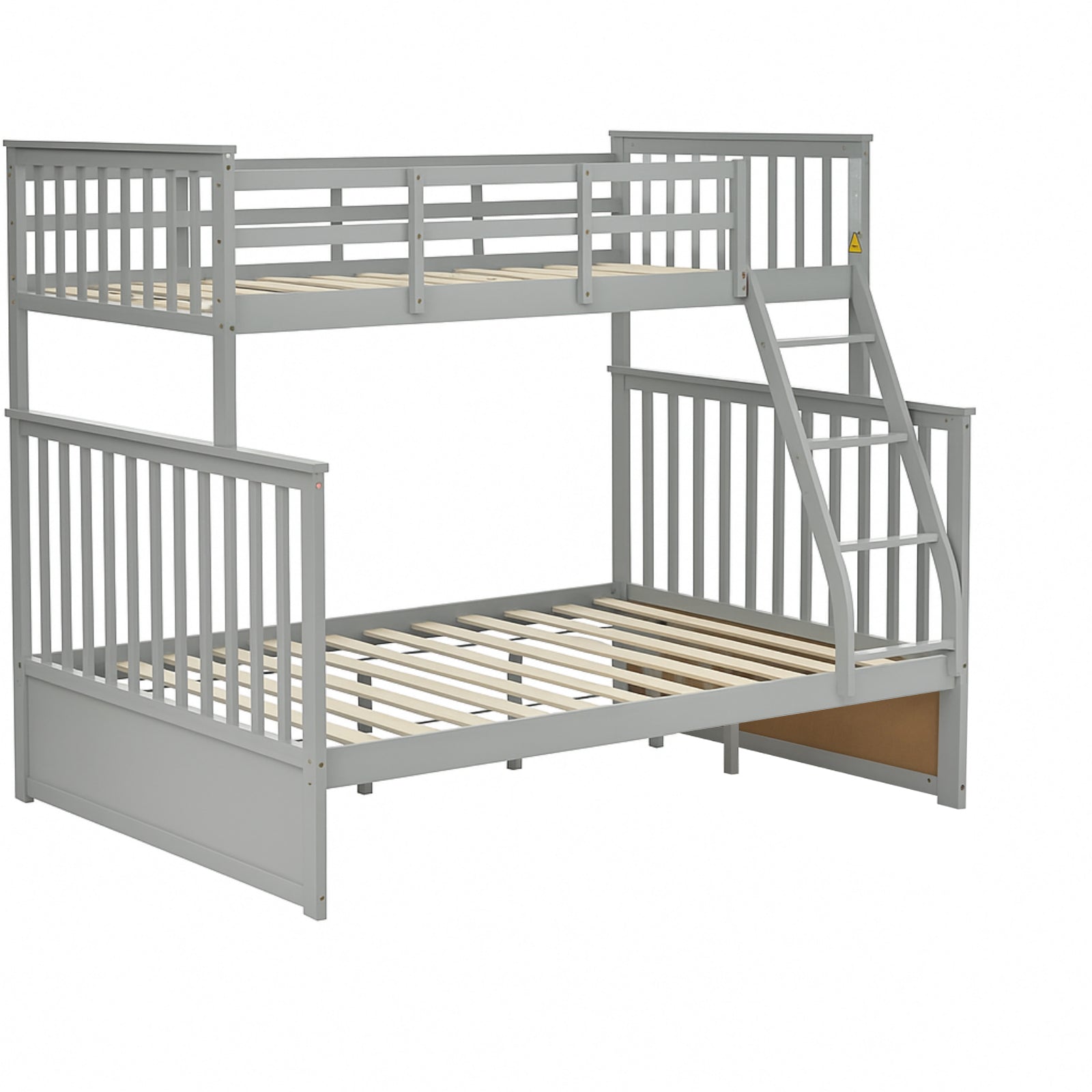 Twin Over Full Bunk Bed , Wooden Bunk Bed with Ladder and Safety Guard Rails –Gray