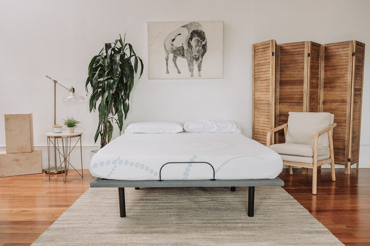 Omne Sleep 8 Inch Memory Foam Mattress Queen in White/Light Blue