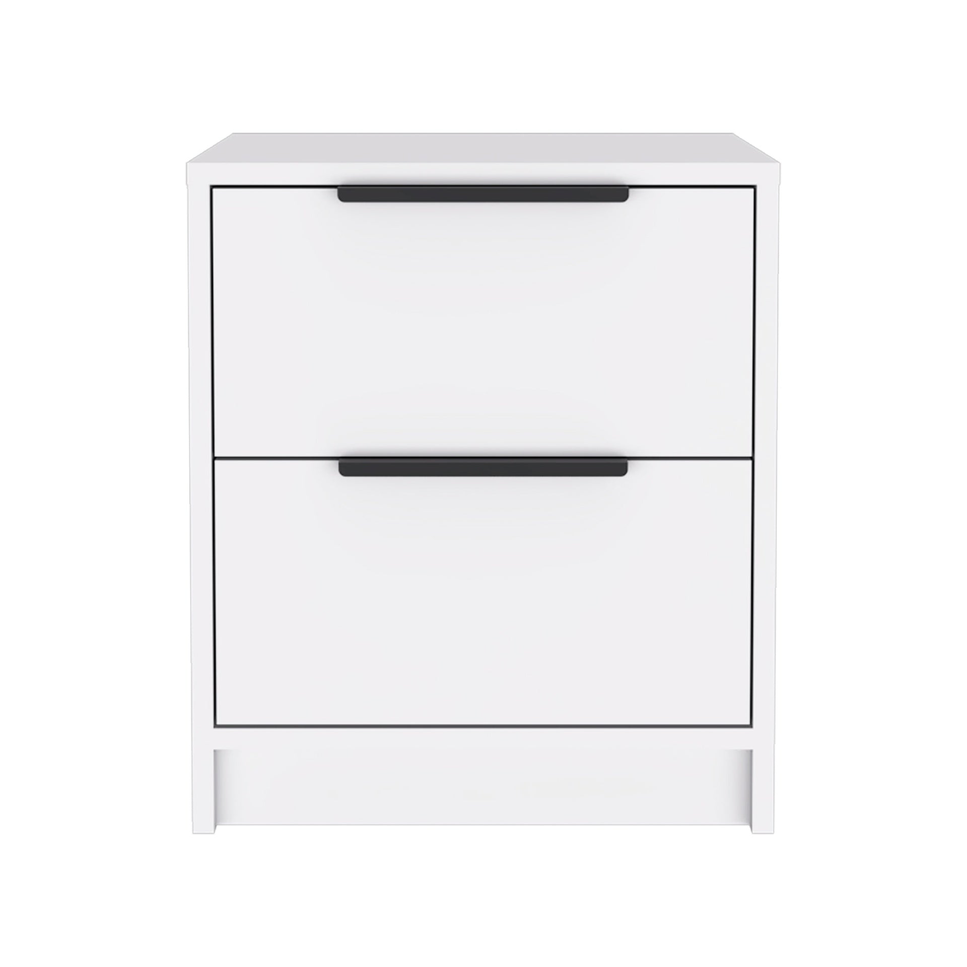 Nightstand Cervants, Two Drawers, Metal Handle, White Finish