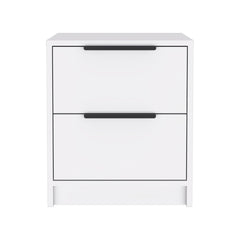 Nightstand Cervants, Two Drawers, Metal Handle, White Finish